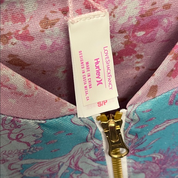 LoveShackFancy x Hurley Under the Sea Cropped Bomber Jacket Sz Sm - Picture 2 of 6